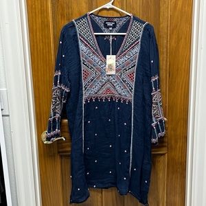 Johnny Was NWT embroidered linen dress size medium